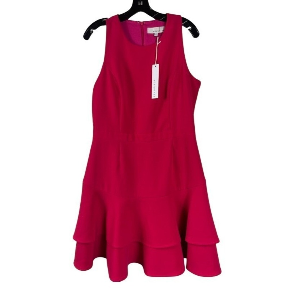New Adelyn Rae Dress Women's Size Large Pink Sleeveless Ruffle Tiered Skirt